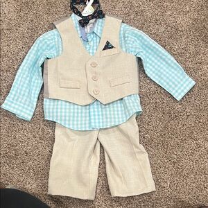 Starting Out Beige and Blue Outfit Set